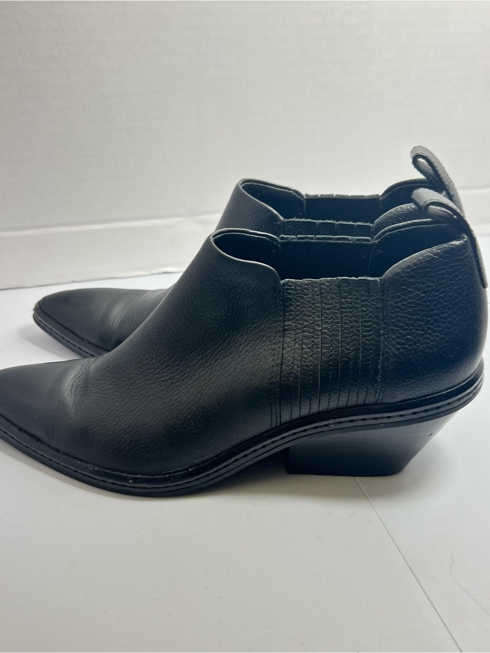 Via Spiga Black Leather Pointed Ankle Booties